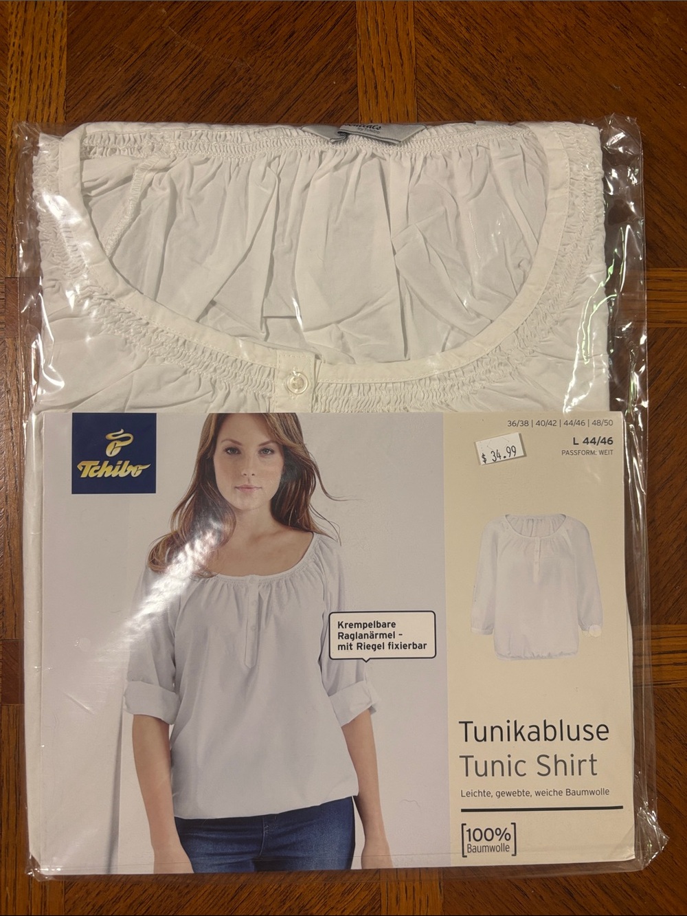 White Peasant Tunic Top with Gathered Yoke